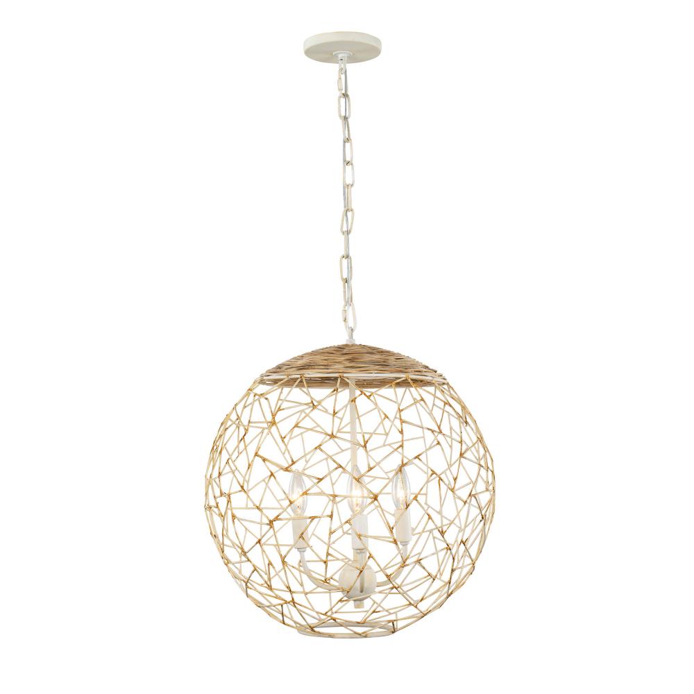 Cayman 3-Lt Orb Pendant - Country White