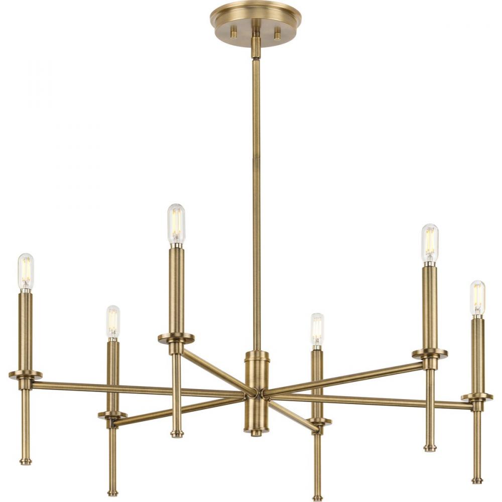 Elara Collection Six-Light New Traditional Vintage Brass  Chandelier Light