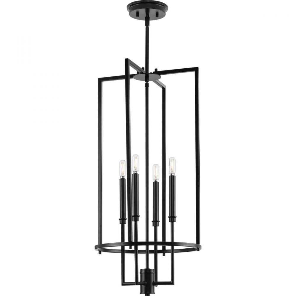 Elara Collection Four-Light New Traditional Matte Black  Chandelier Foyer Light