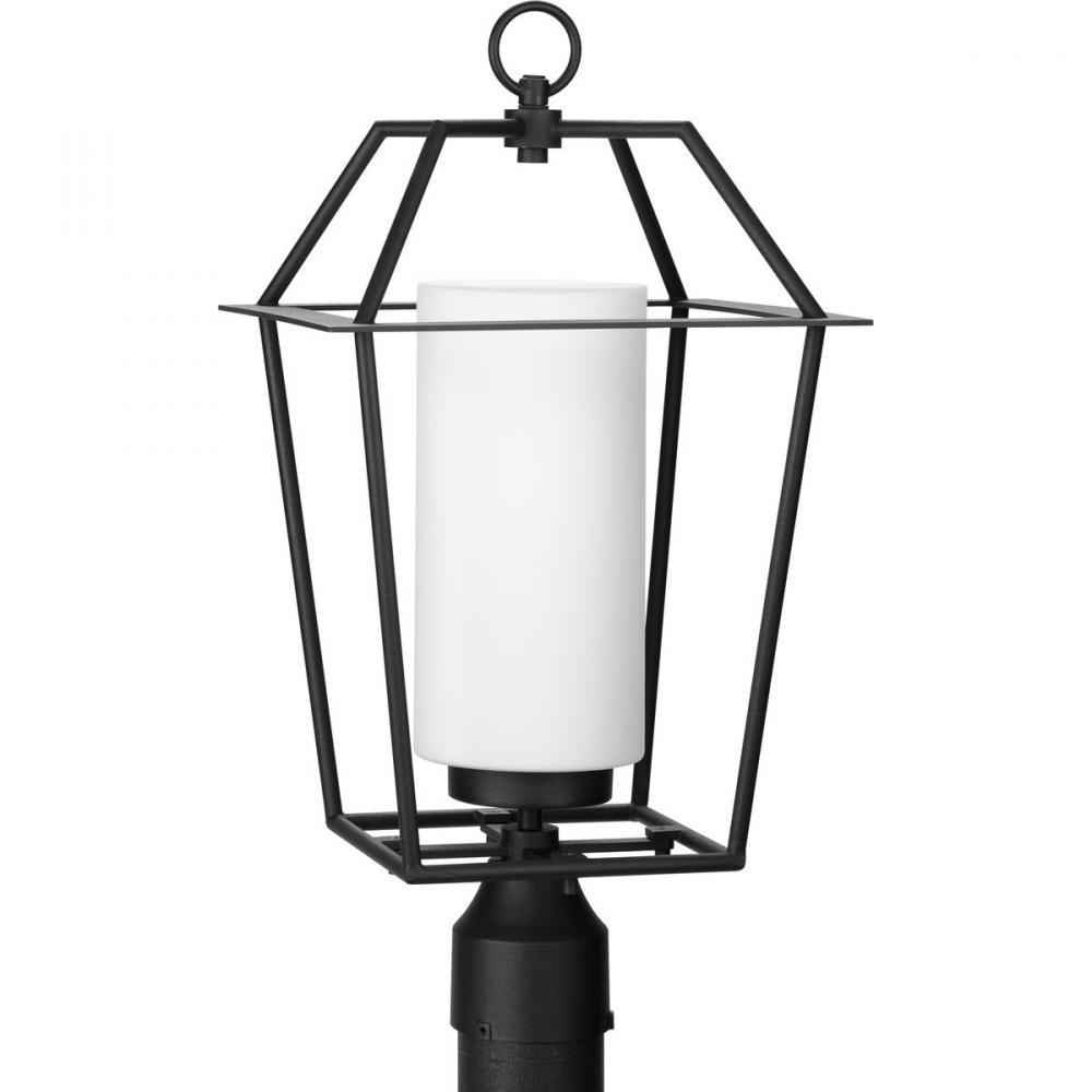 Chilton Collection One-Light New Traditional Textured Black Etched Opal Glass Outdoor Post Light