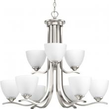 Progress P400064-009 - Laird Collection Nine-Light Brushed Nickel Etched Glass Traditional Chandelier Light