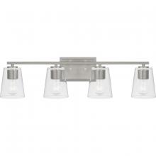 Progress P300460-009 - Vertex Collection Four-Light Brushed Nickel Clear Glass Contemporary Bath Light