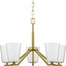 Progress P400343-191 - Vertex Collection Five-Light Brushed Gold Etched White Contemporary Chandelier
