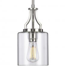 Progress P500208-009 - Lassiter Collection One-Light Brushed Nickel Clear Glass Modern Pendant Light