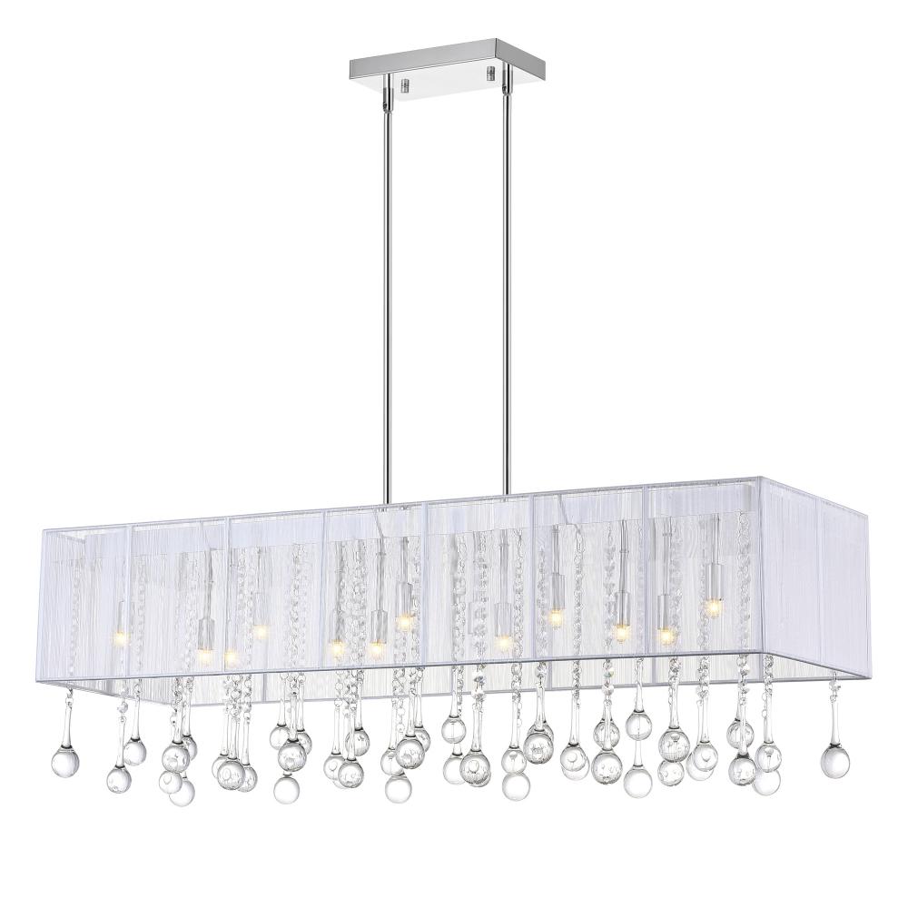 Water Drop 14 Light Drum Shade Chandelier With Chrome Finish