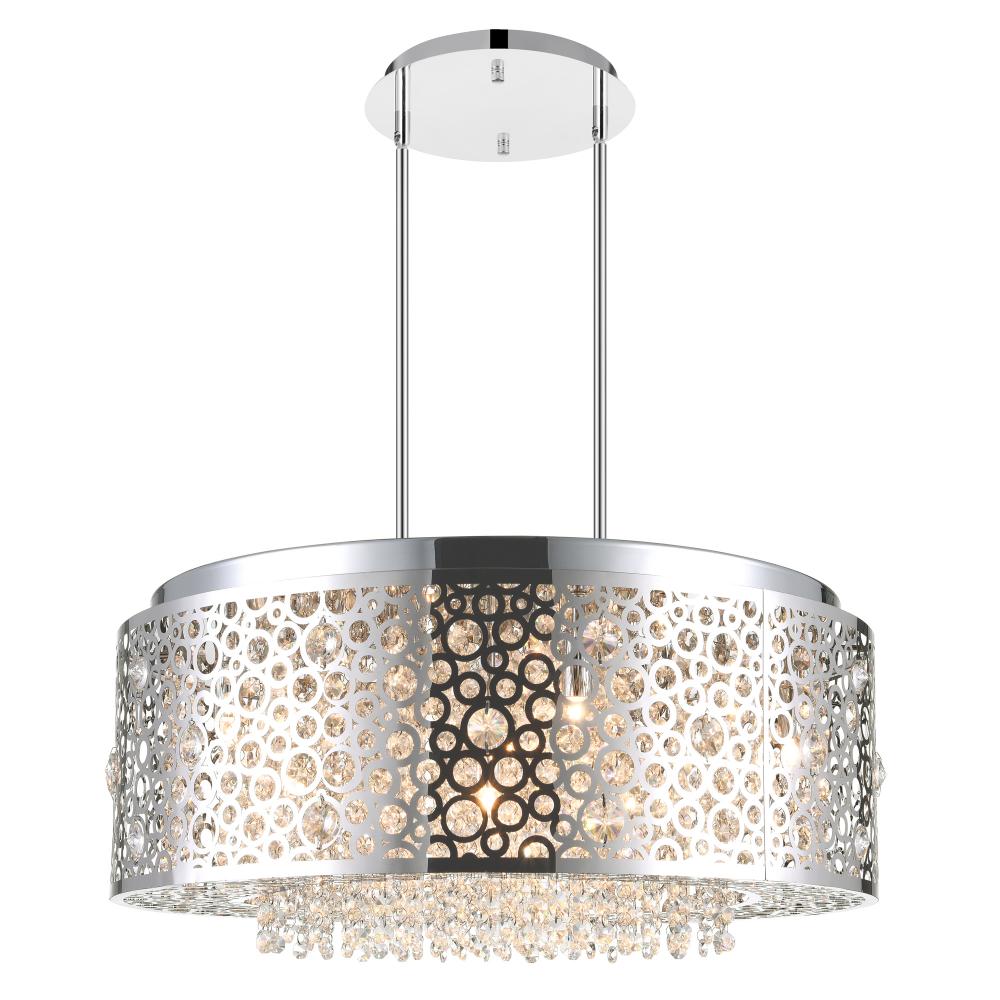 Bubbles 9 Light Drum Shade Chandelier With Chrome Finish