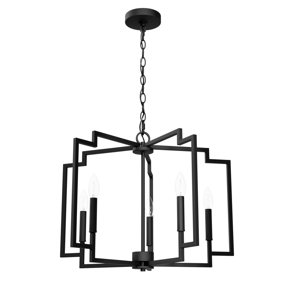 Hunter Zoanne Matte Black 5 Light Medium Chandelier Ceiling Light Fixture