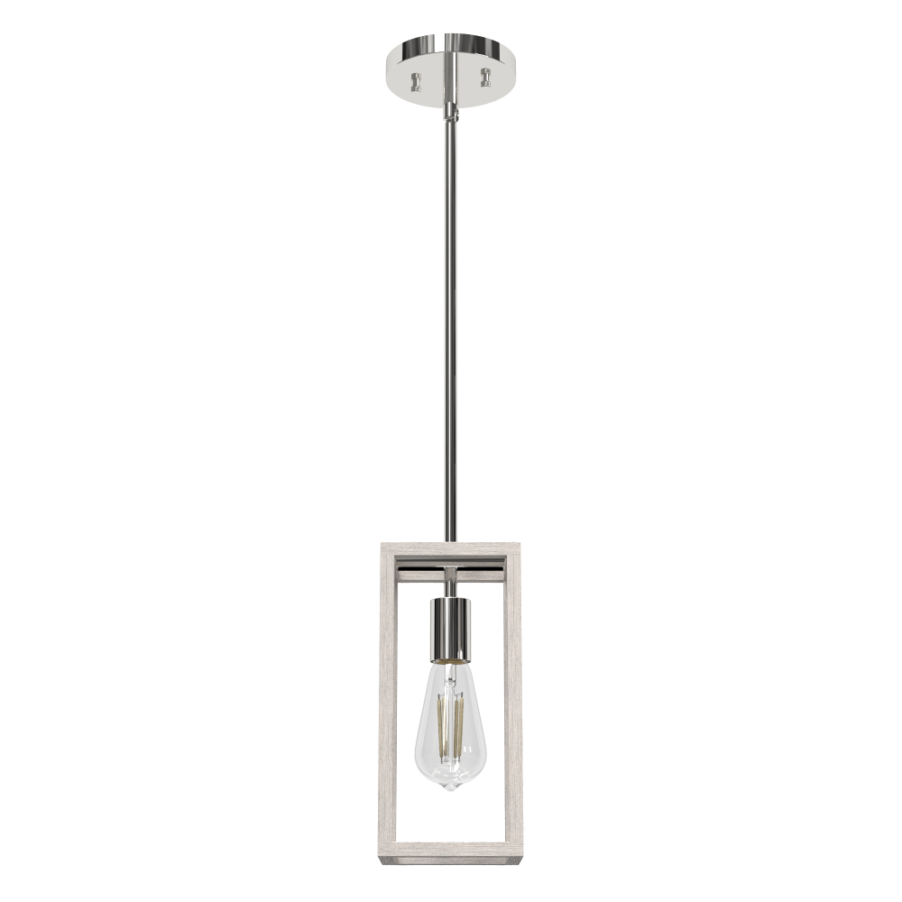 Hunter Squire Manor Chrome and Distressed White 1 Light Pendant Ceiling Light Fixture