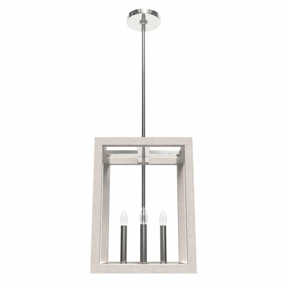 Hunter Squire Manor Chrome and Distressed White 4 Light Pendant Ceiling Light Fixture