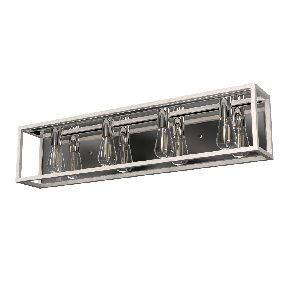 Hunter Squire Manor Distressed White and Chrome 4 Light Bathroom Vanity Wall Light Fixture