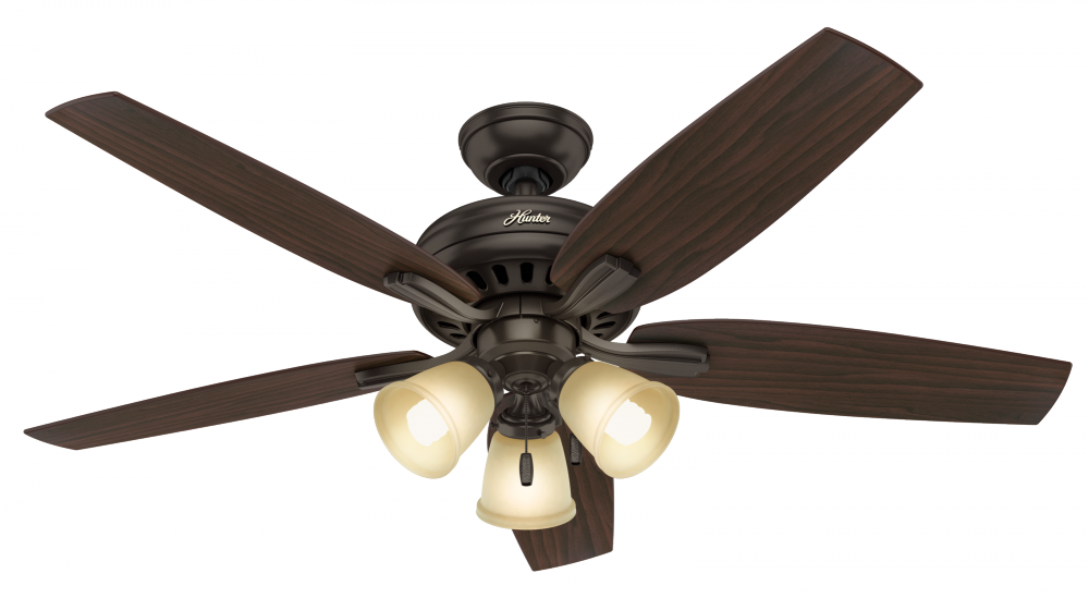 Hunter 52 inch Newsome Premier Bronze Ceiling Fan with LED Light Kit and Pull Chain