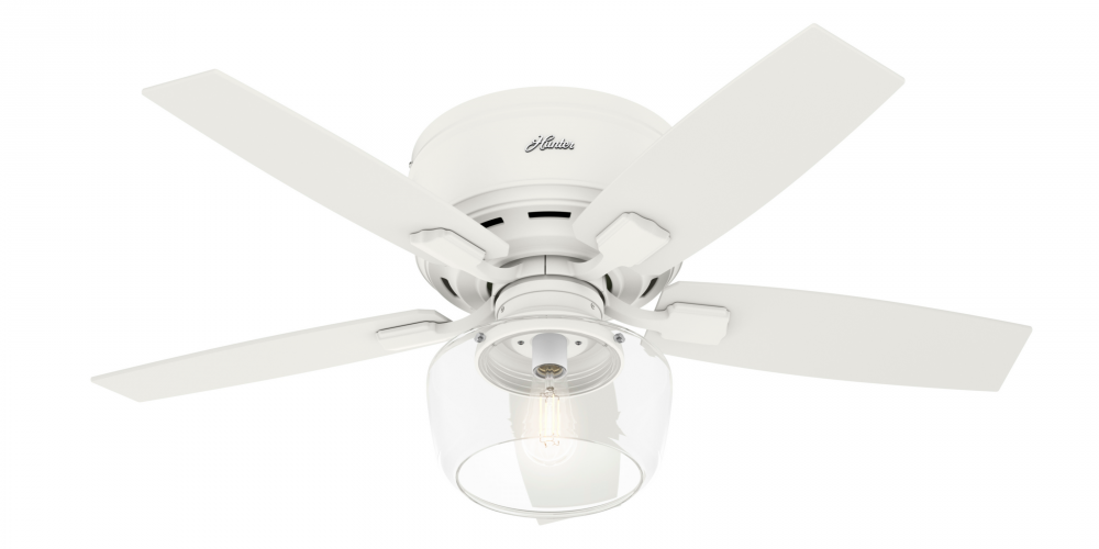 Hunter 44 inch Bennett Matte White Low Profile Ceiling Fan with LED Light Kit and Handheld Remote