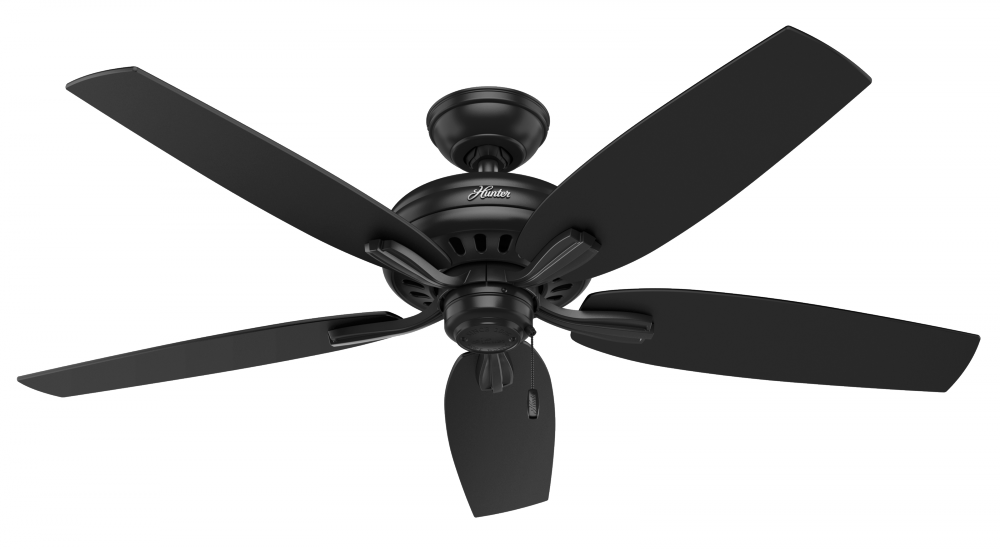 Hunter 52 inch Newsome Matte Black Damp Rated Ceiling Fan and Pull Chain