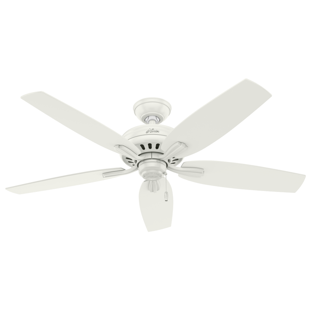 Hunter 52 inch Newsome Fresh White Damp Rated Ceiling Fan and Pull Chain