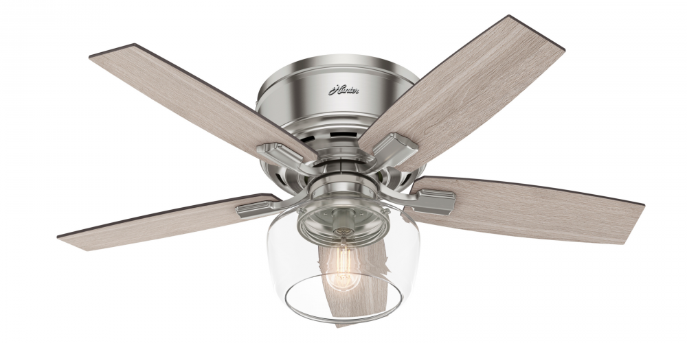Hunter 44 inch Bennett Brushed Nickel Low Profile Ceiling Fan with LED Light Kit and Handheld Remote