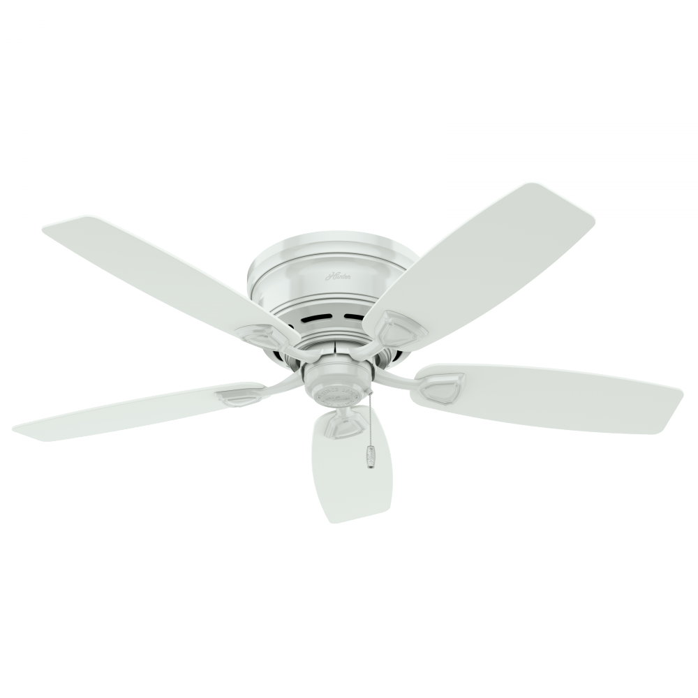 Hunter 48 inch Sea Wind White Low Profile Damp Rated Ceiling Fan and Pull Chain