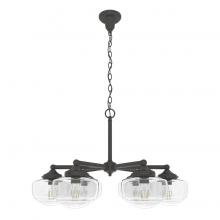 Hunter 19388 - Hunter Saddle Creek Noble Bronze with Seeded Glass 6 Light Chandelier Ceiling Light Fixture