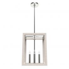 Hunter 19480 - Hunter Squire Manor Chrome and Distressed White 4 Light Pendant Ceiling Light Fixture