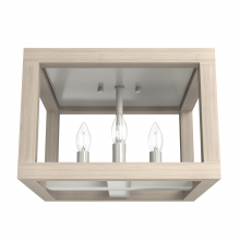 Hunter 19089 - Hunter Squire Manor Brushed Nickel and Bleached Wood 4 Light Flush Mount Ceiling Light Fixture