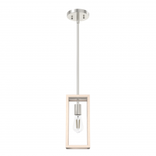 Hunter 19770 - Hunter Squire Manor Brushed Nickel and Bleached Wood 1 Light Pendant Ceiling Light Fixture