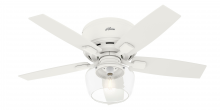 Hunter 50421 - Hunter 44 inch Bennett Matte White Low Profile Ceiling Fan with LED Light Kit and Handheld Remote