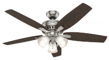 Hunter 53318 - Hunter 52 inch Newsome Brushed Nickel Ceiling Fan with LED Light Kit and Pull Chain