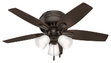 Hunter 51078 - Hunter 42 inch Newsome Premier Bronze Low Profile Ceiling Fan with LED Light Kit and Pull Chain