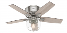 Hunter 50420 - Hunter 44 inch Bennett Brushed Nickel Low Profile Ceiling Fan with LED Light Kit and Handheld Remote