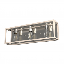 Hunter 19674 - Hunter Squire Manor Brushed Nickel and Bleached Wood 3 Light Bathroom Vanity Wall Light Fixture