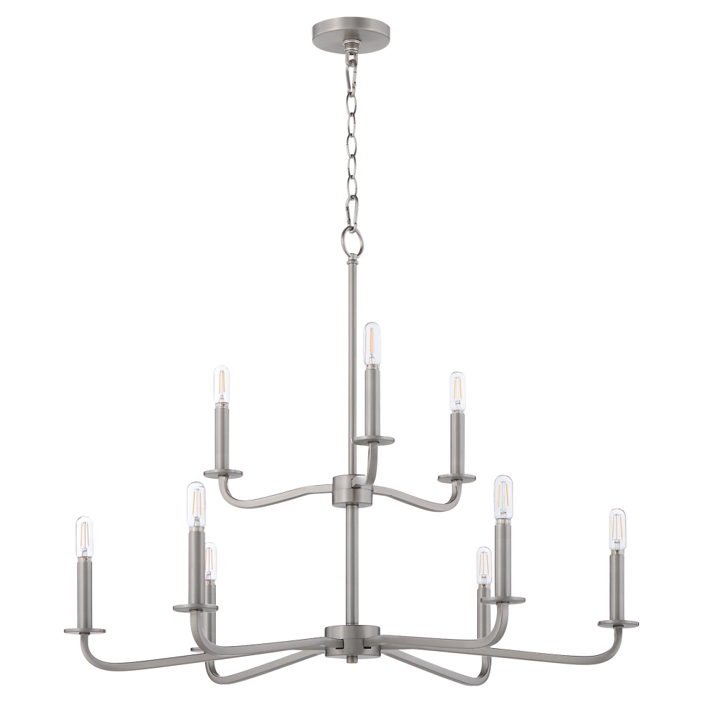 RUTHERFORD 9 LIGHT CHANDELIER - SATIN NICKEL