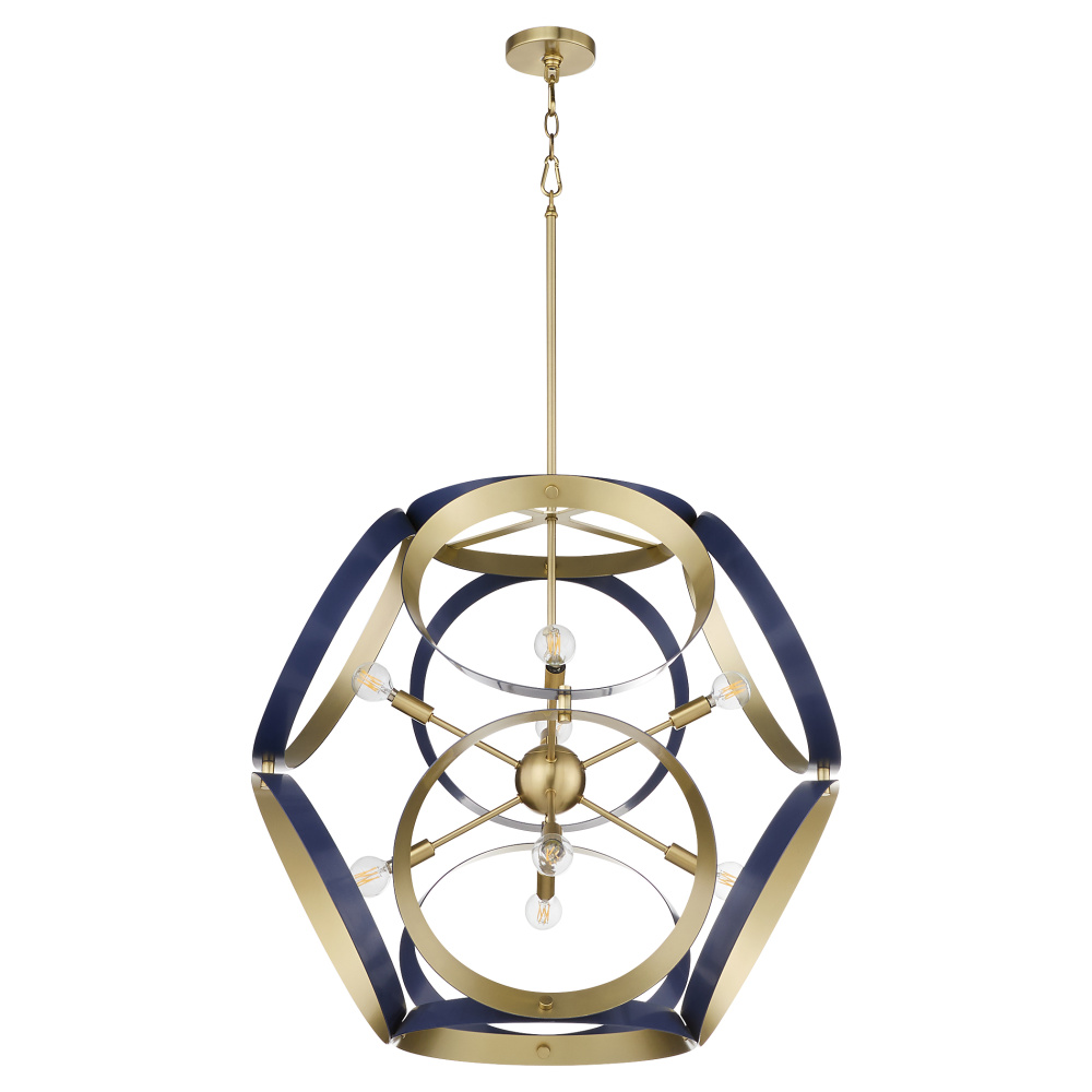 DOMAIN 30" PENDANT - BLUE/AGED BRASS